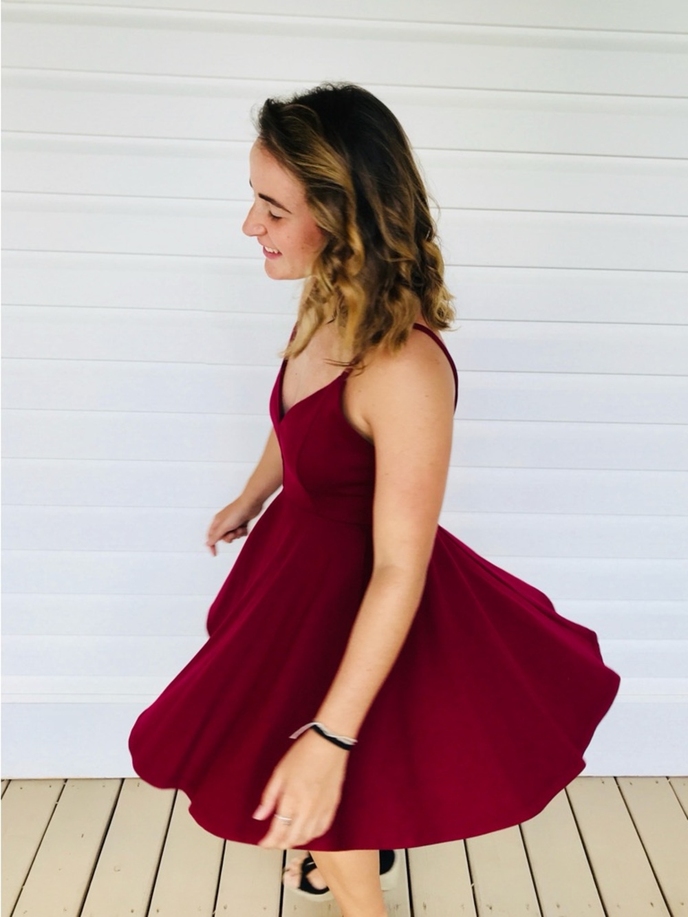 Windsor Deep Plum Maroon Double-Strap Mini Dress - Picture 6 of 6